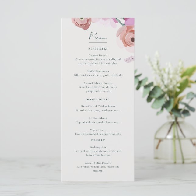 Gouache Blommars Flat Menu Meny (Stående Fram)