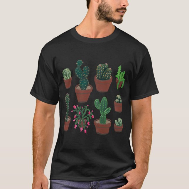 Gouache Kaktusar T Shirt (Framsida)