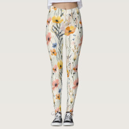 Gouache Meadow Flowers Mönster Leggings