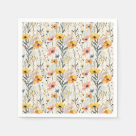 Gouache Meadow Flowers Mönster Pappersservett