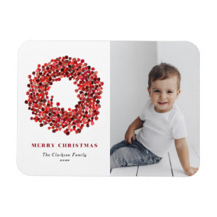 Gouache Red Winterberry-andedräkt Foton till jul Magnet