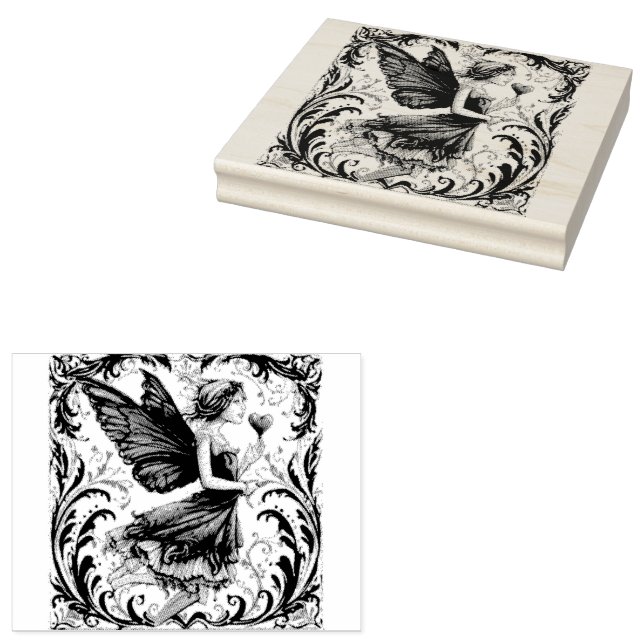 Gouache Stollig: Gouache Valentine Fairy Stämpel (Stämplad)