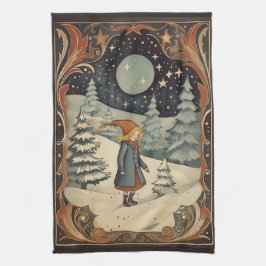 Gouache Vintage Retro-jul Kökshandduk