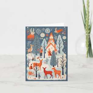 Gouache Vintage Retro Jul Kort