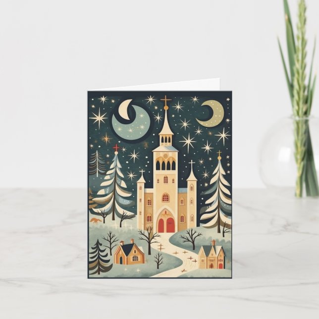 Gouache Vintage Retro-jul Kort (Framsida)