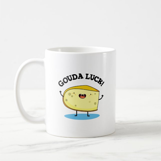 Gouda Tur Funny Cheese Pun Kaffemugg (Vänster)
