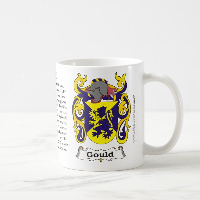 Gould ursprung som är menande och vapenskölden kaffemugg (Höger)