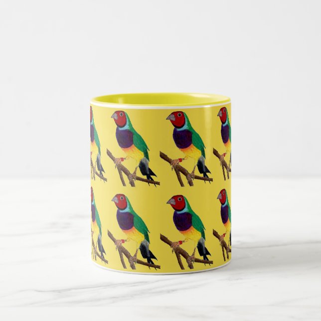 ~ Gouldian Finch ~ Original Art ~ Two Tone Coffee Två-Tonad Mugg (Center)