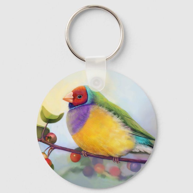 Gouldian Finch, realistisk målning Nyckelring (Framsida)