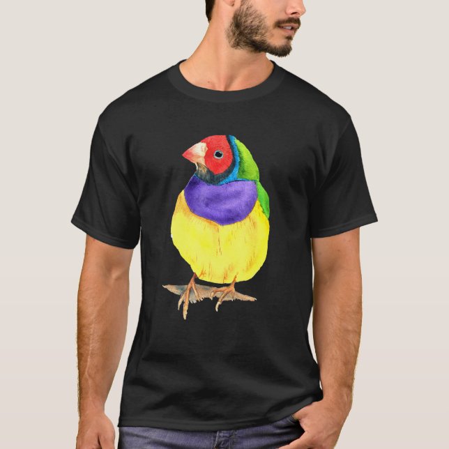 Gouldian finch vattencolor bird colorful t shirt (Framsida)