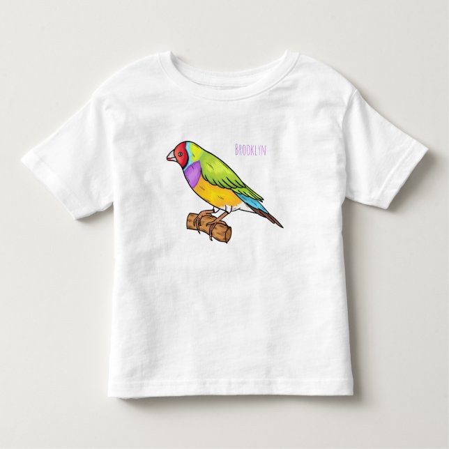 Gouldian fink fågel tecknad illustration t shirt (Framsida)