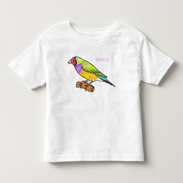 Gouldianfink fågel tecknad illustration t shirt (Framsida)