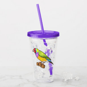 Gouldianfink fågel tecknad illustration take away mugg
