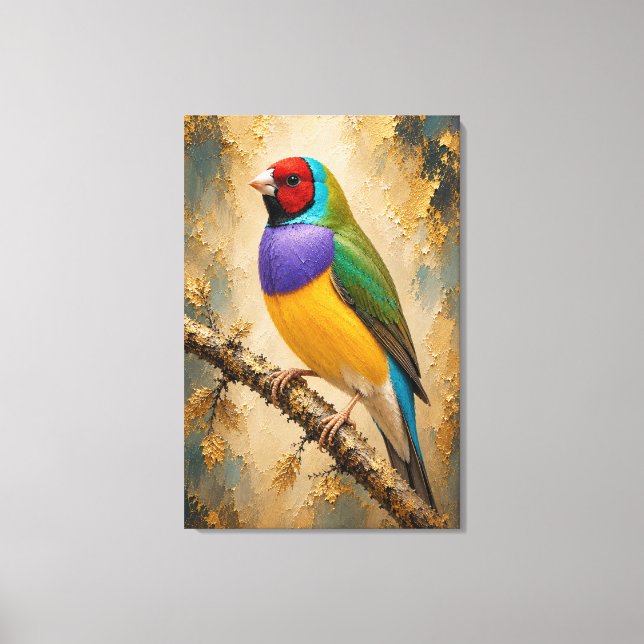 Gouldianfink Lyxigt Impasto Canvastryck (Framsida)