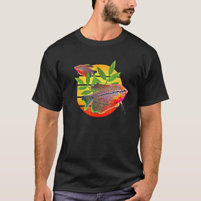 Gourami Solnedgång Pärl Gouramis Akvariefisk Förva T Shirt (Framsida)