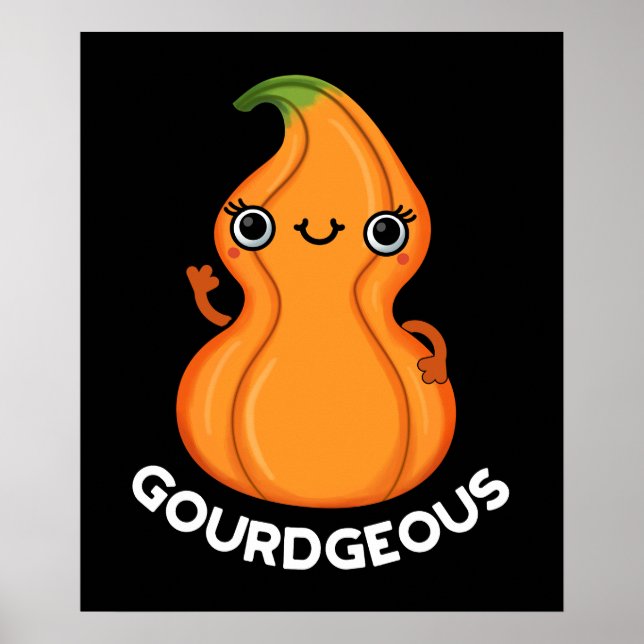 Gourd-geous Funny Gourd Veggie Pun Mörk BG Poster (Framsidan)