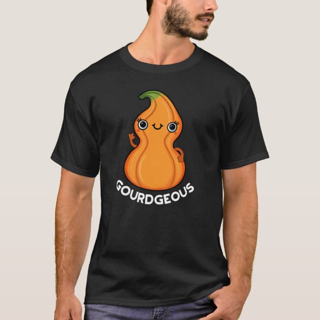 Gourd-geous Funny Gourd Veggie Pun Mörk BG T Shirt (Framsida)