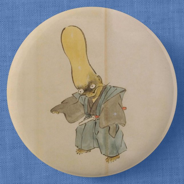 Gourd-Headed Yokai Swordsman (Bröllop Rullan) Knapp (Vintage Yokai Swordsman Can Badge- Detail View)