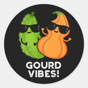 Gourd Vibes Funny Veggie Pun Mörk BG Runt Klistermärke