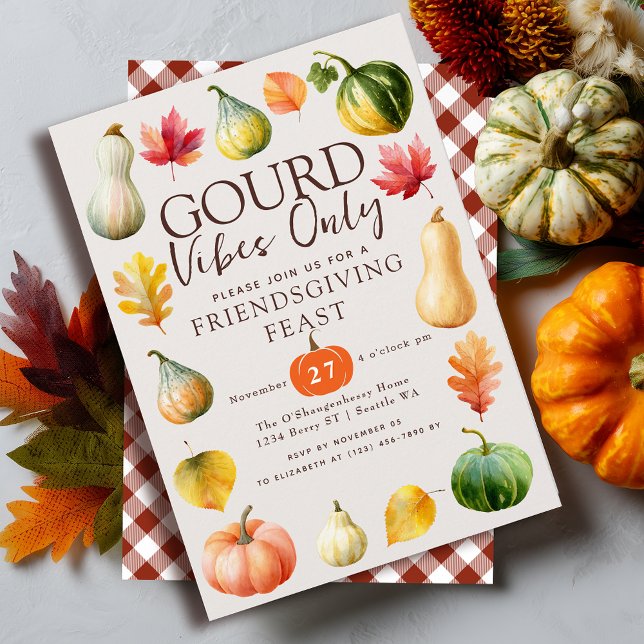 Gourd Vibes Only Watercolor Autumn Thanksgiving Inbjudningar (Skapare uppladdad)