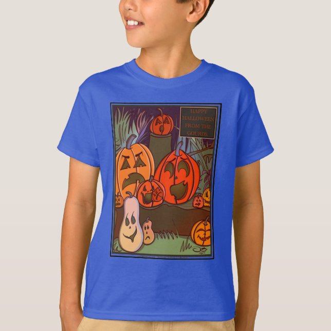 Gourds Halloween Boy's T Shirt (Framsida)