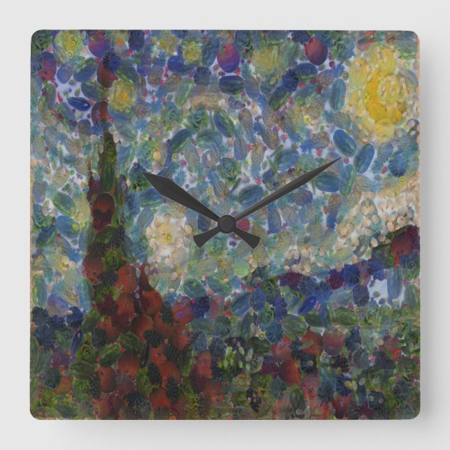 Gourdy Natt Starry Fine Art Spoof Fyrkantig Klocka (Framsida)