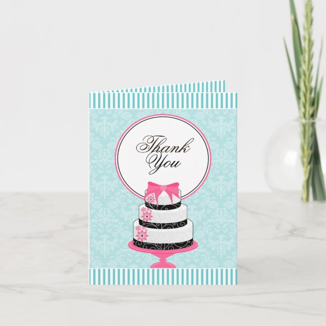 Gourmet Cake and Damask Tack Cards Kort (Framsida)