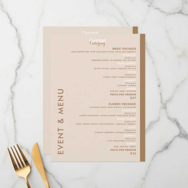 Gourmet Catering Flat Menu Meny (Fram/Back In Situ)