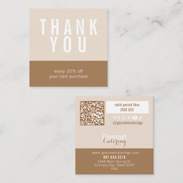 Gourmet Catering Fyrkant Rabattkort (Fram/baksida)