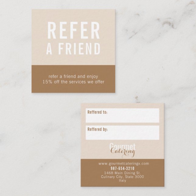 Gourmet Catering Square Referral Card (Fram/baksida)
