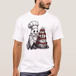 Gourmet Chef Ghost med Spooky Skull Cake Hallowee T Shirt