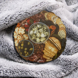 Gourmet Delight - Charcuterie Board Kuddöverkast Rund Kudde
