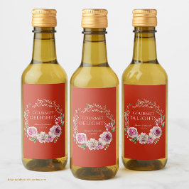 Gourmet Delight Elegant Bloom Watercolor Blommigt Vinetikett