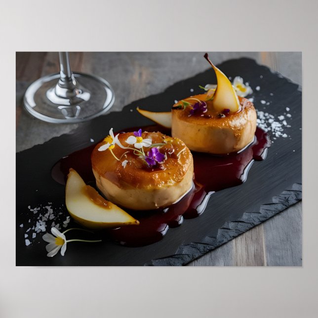 Gourmet Foie Gras with Red Vin Reduction Poster (Framsidan)