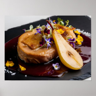Gourmet Foie Gras with Red Vin Reduction Poster