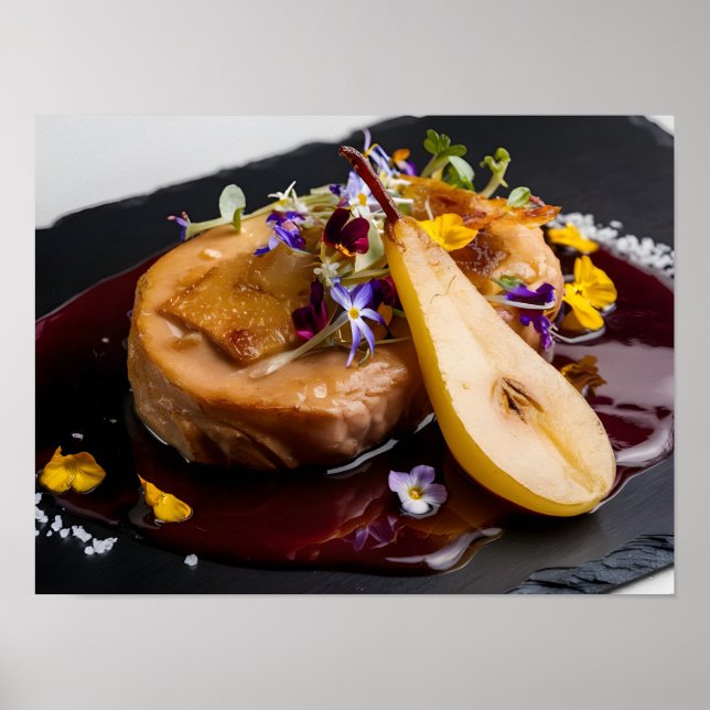Gourmet Foie Gras with Red Vin Reduction Poster (Framsidan)