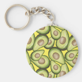 Gourmet Fresh klipp Vegan Avocado Mönster Fyrkantig Silverfärgad Nyckelring