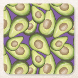 Gourmet Fresh Vegan Avocado Mönster Square Pap Underlägg Papper