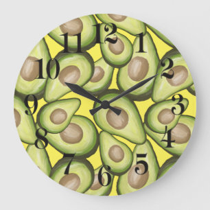 Gourmet Fresh Vegan Avocado Mönster Stor Klocka