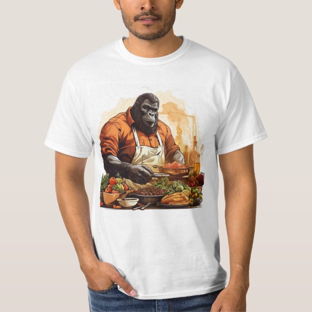 "Gourmet Gorilla: Chefs val T-Shirt (Framsida)