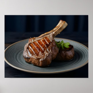 Gourmet Grillad Nötköttstek Med Eleganta Brännmärk Poster