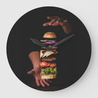 Gourmet Hamburger Acrylic Wall Clock Stor Klocka