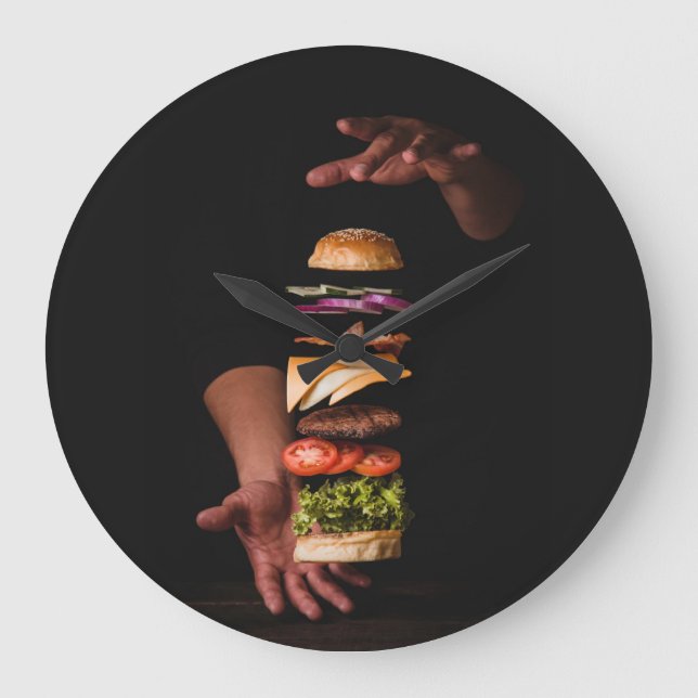 Gourmet Hamburger Acrylic Wall Clock Stor Klocka (Framsida)
