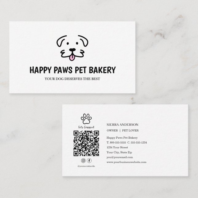 Gourmet hundgodis bageri QR-kod Visitkort (Fram/baksida)
