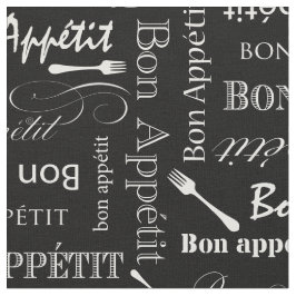 Gourmet Kitchen Bon Appetit Black and White Tyg