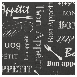 Gourmet Kitchen Bon Appetit Black and White Tyg