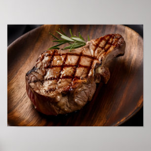 Gourmet nötköttstek med perfekta stekmärken poster