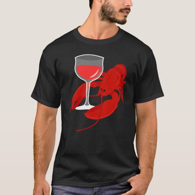 Gourmet  Red Wine Wine Lobster Hummer Dinner T Shirt (Framsida)