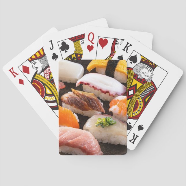 Gourmet Sushi Plate with Delicate Cuts Casinokort (Baksidan)