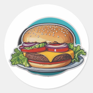 Gourmet Throwback Burger: En nostalgisk Bita Runt Klistermärke